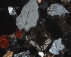 Mortero con feldespatos alterados (Microscopia petrográfica 100x)