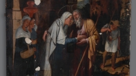 Abrazo de San Joaquín y Santa Ana antes de la restauración.