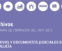 Detalle. Portada del folleto del Curso Archivos y documentos judiciales de Andalucía
