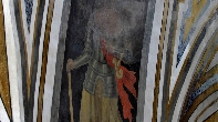 Detalle de una de las pinturas murales que decoran el interior de la cúpula