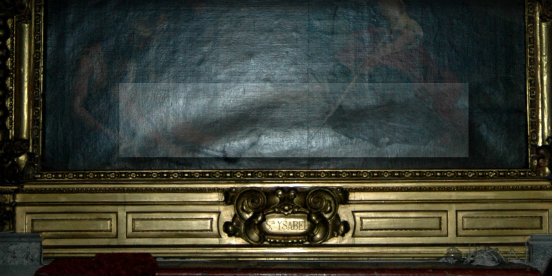 Abombamiento en el lienzo “Santa Isabel de Hungría curando a los tiñosos”