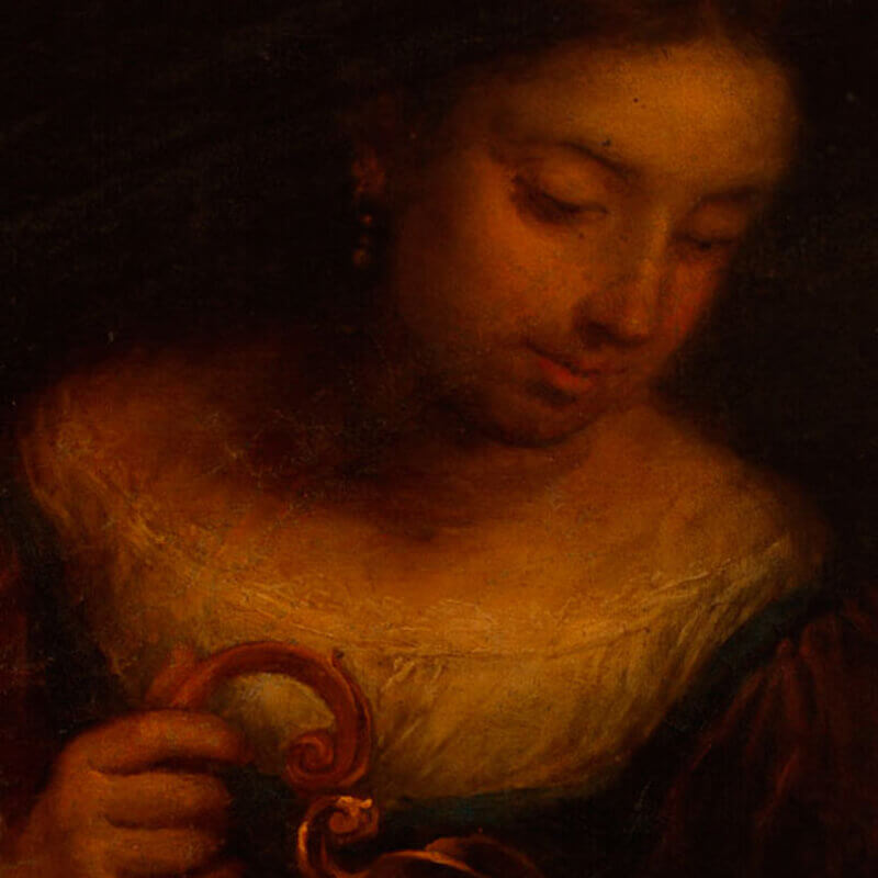 Antes de la primera fase del proceso de limpieza de la obra “Santa Isabel de Hungría curando a los tiñosos” 