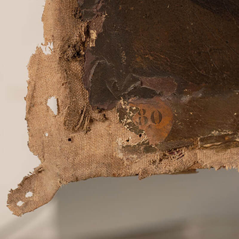 Antes del proceso de consolidación del soporte de la obra “Santa Isabel de Hungría curando a los tiñosos”