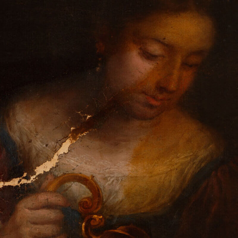 Después de la primera fase del proceso de limpieza de la obra “Santa Isabel de Hungría curando a los tiñosos” 