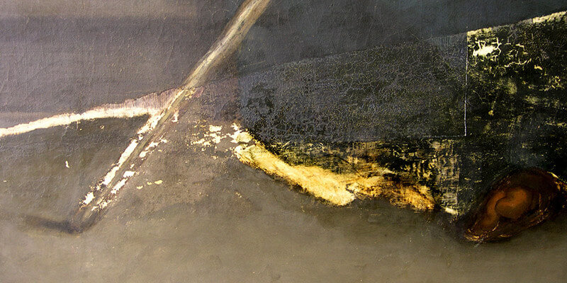 Proceso de limpieza del bastón y pie de la anciana de la obra “Santa Isabel de Hungría curando a los tiñosos” 