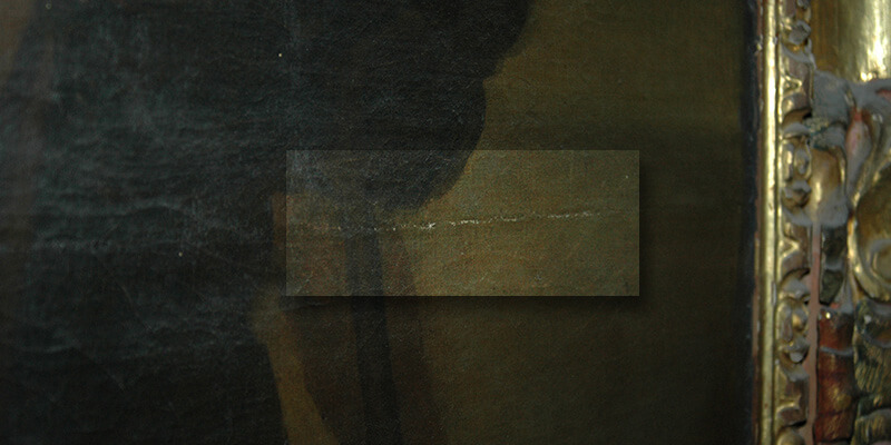 Rotura en el lienzo “Santa Isabel de Hungría curando a los tiñosos”