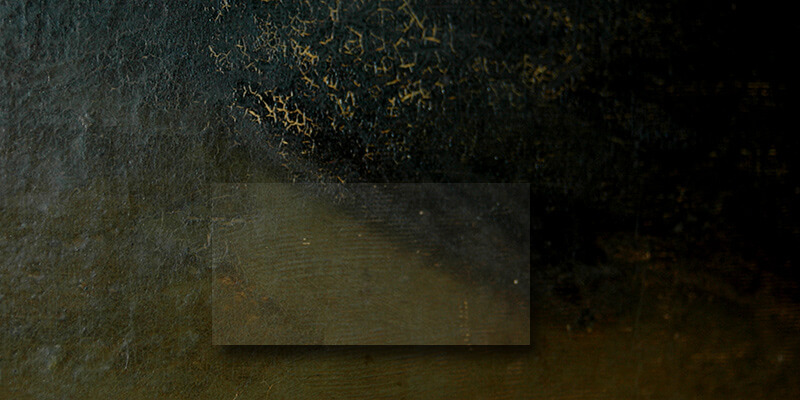 Señales de herramientas en la preparación no original de la zona baja  de la obra “Santa Isabel de Hungría curando a los tiñosos”