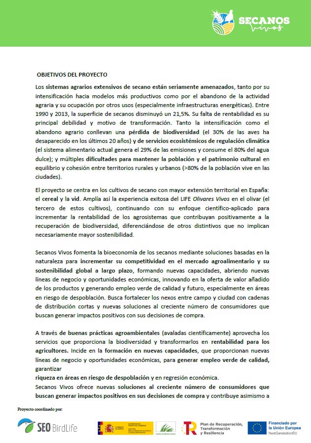 Acciones del proyecto “Secanos Vivos”